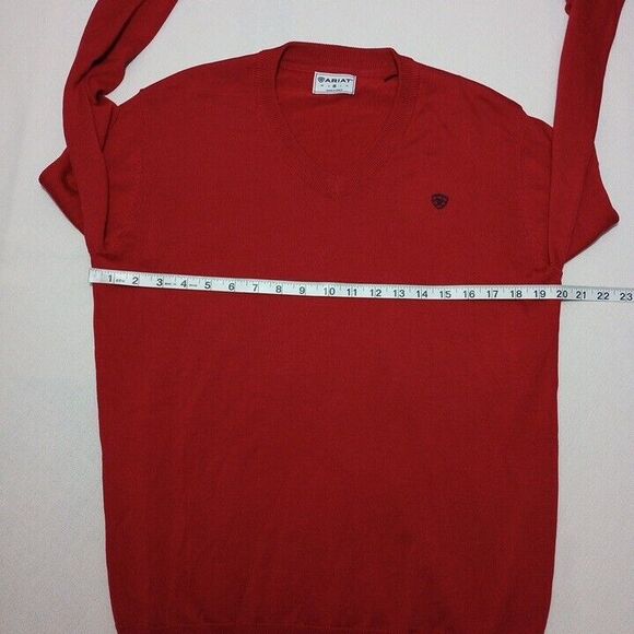 Ariat Men's Medium Pullover New Without Tags Red Long Sleeve V-Neck - Picture 3 of 7
